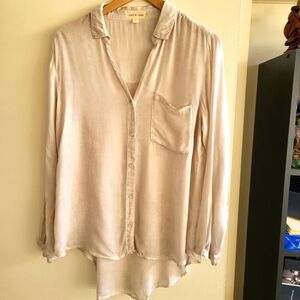 Cloth & Stone Cream Asymmetrical Button Down Shirt